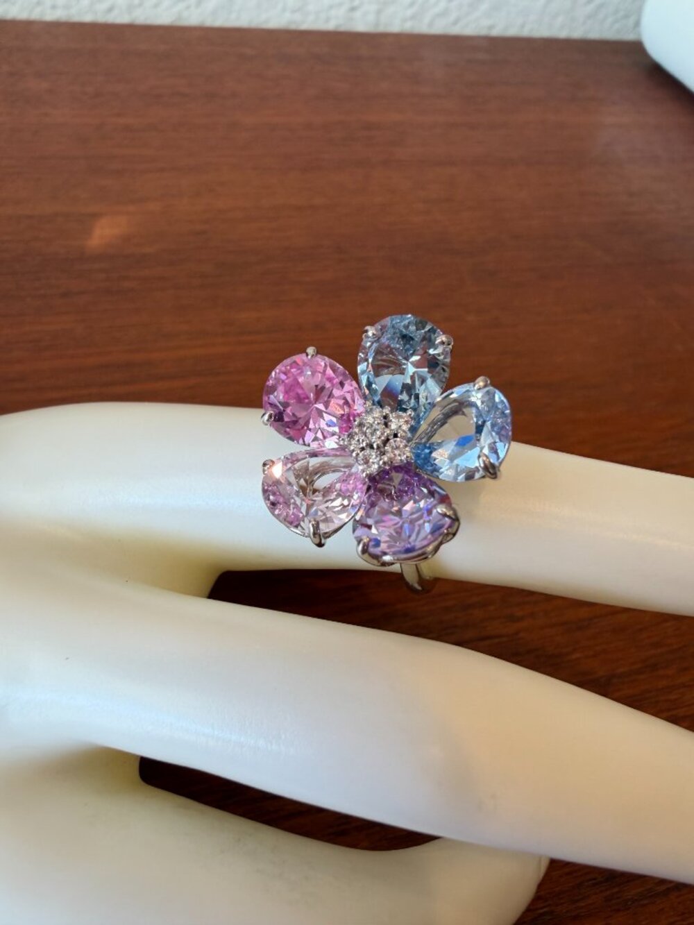 Dani Daniel K Multi-Color Lab Created Sapphire Flower Ring Pink Blue Purple 925